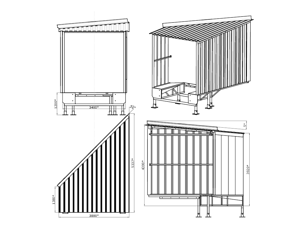Модель тамбура dhousl 45. Тамбур перегрузочный косой (45°) легкой серии под уравнительную платформу с поворотной аппарелью встроенного типа.